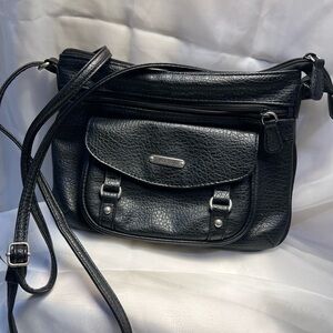 Koltov Black Leather Crossbody Bag
